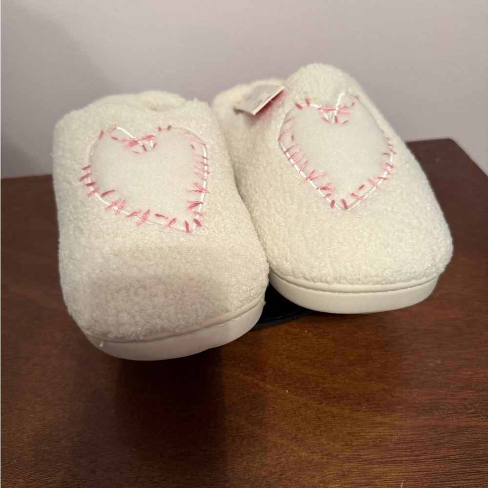 Aqua Cozy Womens Slippers with Pink Heart